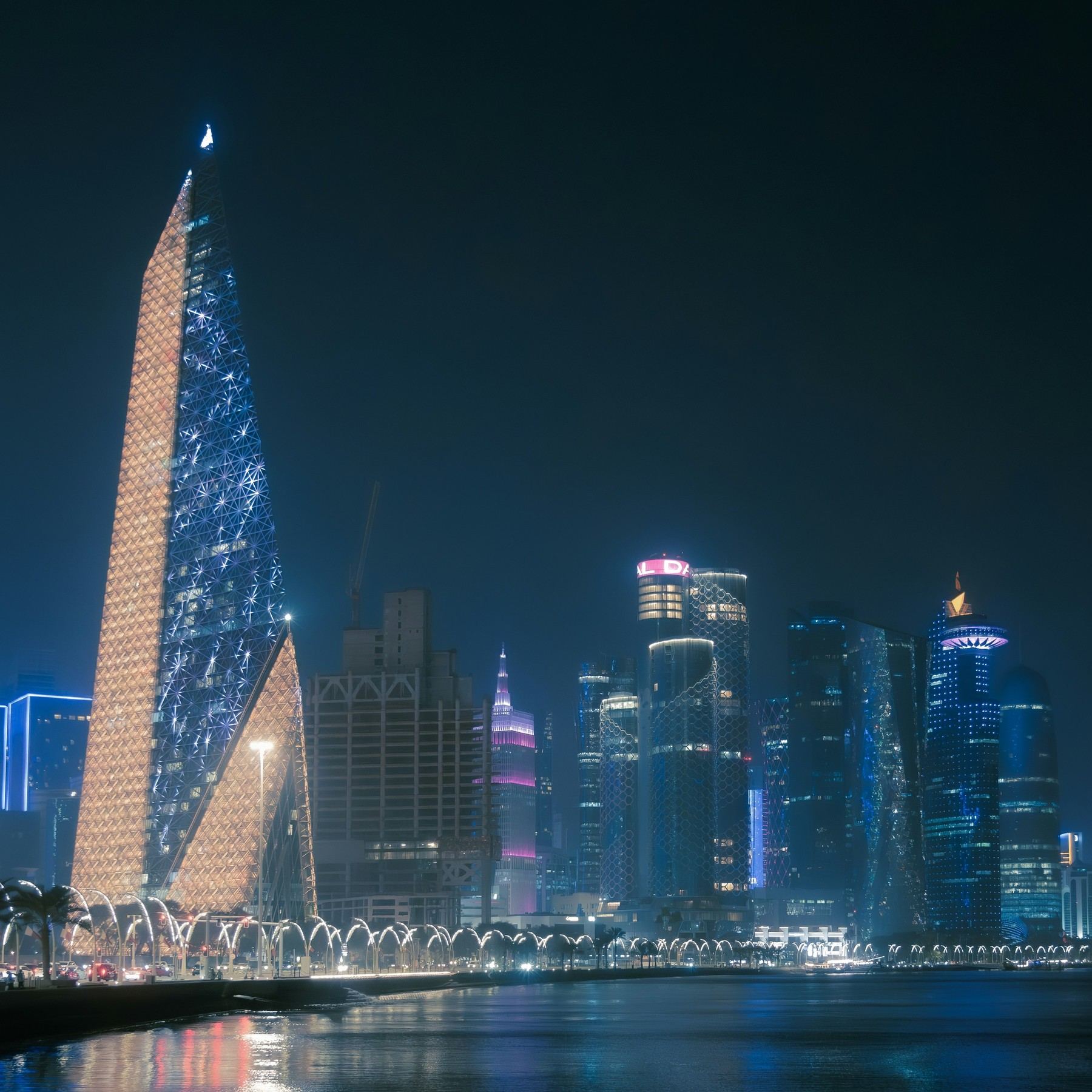 Doha skyline at night