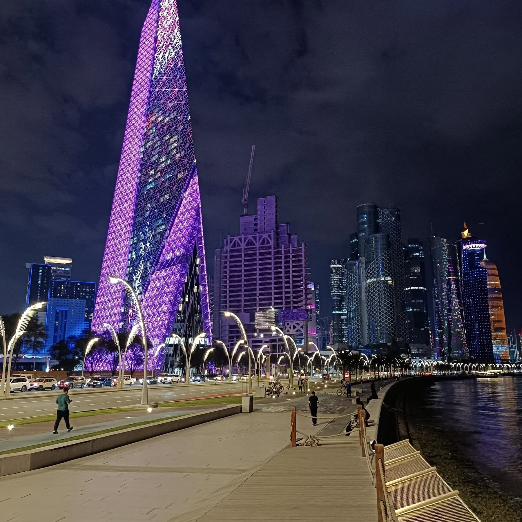 Doha skyline at night